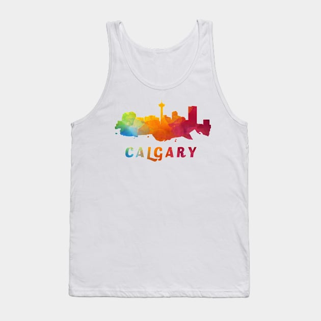 Calgary Skyline Watercolor Style Tank Top by ThirdEyeAerial